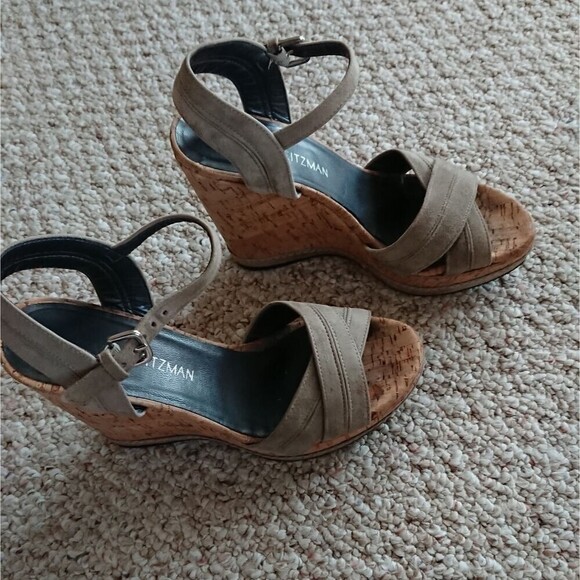 Stuart Weitzman Minky Wedge Sandal - Olive green size 6.5 - Picture 2 of 12